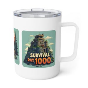 Mug with survival day 1000 castle design
