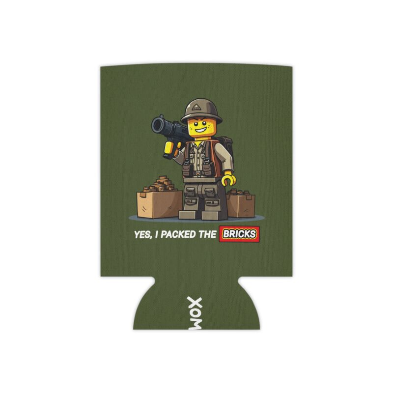 Lego figure with bricks and bazooka, playful theme.