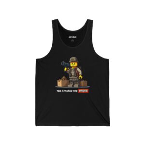 Tank top with LEGO character and bricks design
