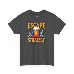 T-shirt with 'Escape Strategy' print design.