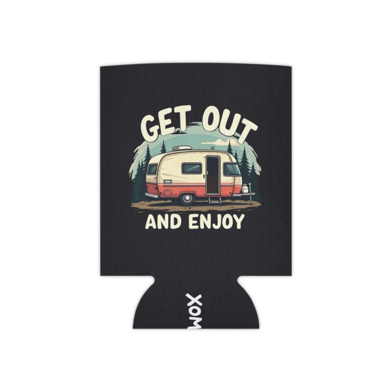 Camping travel trailer illustration with inspirational quote.