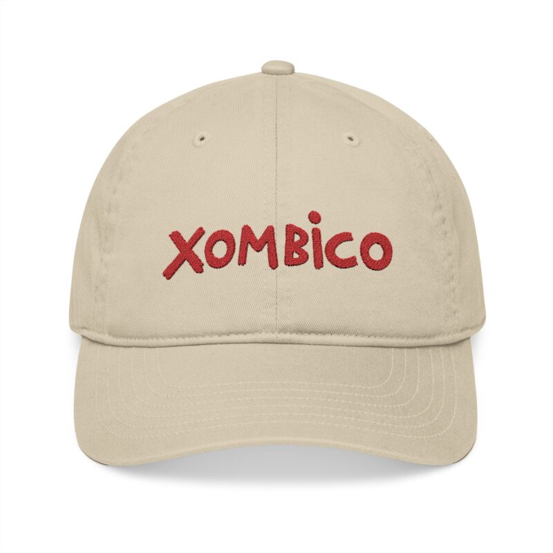 Beige cap with red Xombico logo