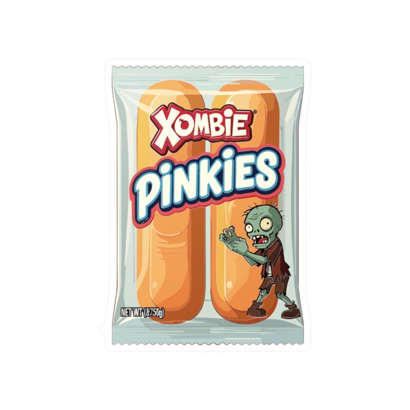 Zombie-themed candy packaging with cartoon character.