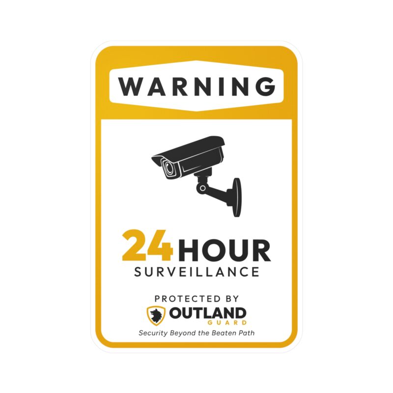Warning sign: 24-hour surveillance camera.