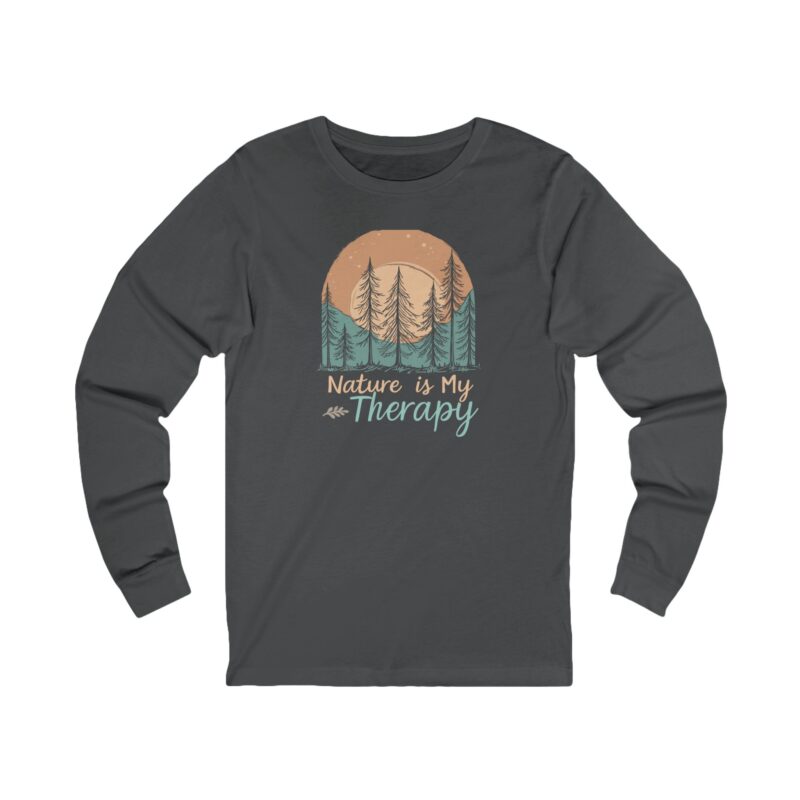 Nature-themed shirt with therapy message and trees design.