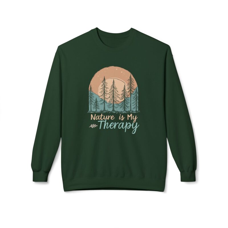 Green sweatshirt with nature therapy graphic