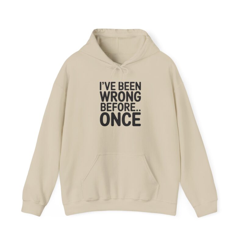 Beige hoodie with humorous text design